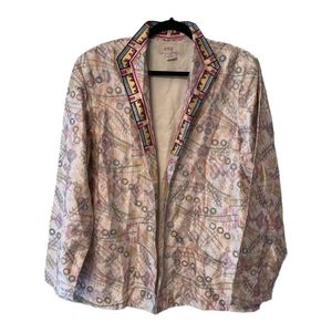 ANU by Natural Size XL Silk Embroidered Jacket Artsy Southwestern